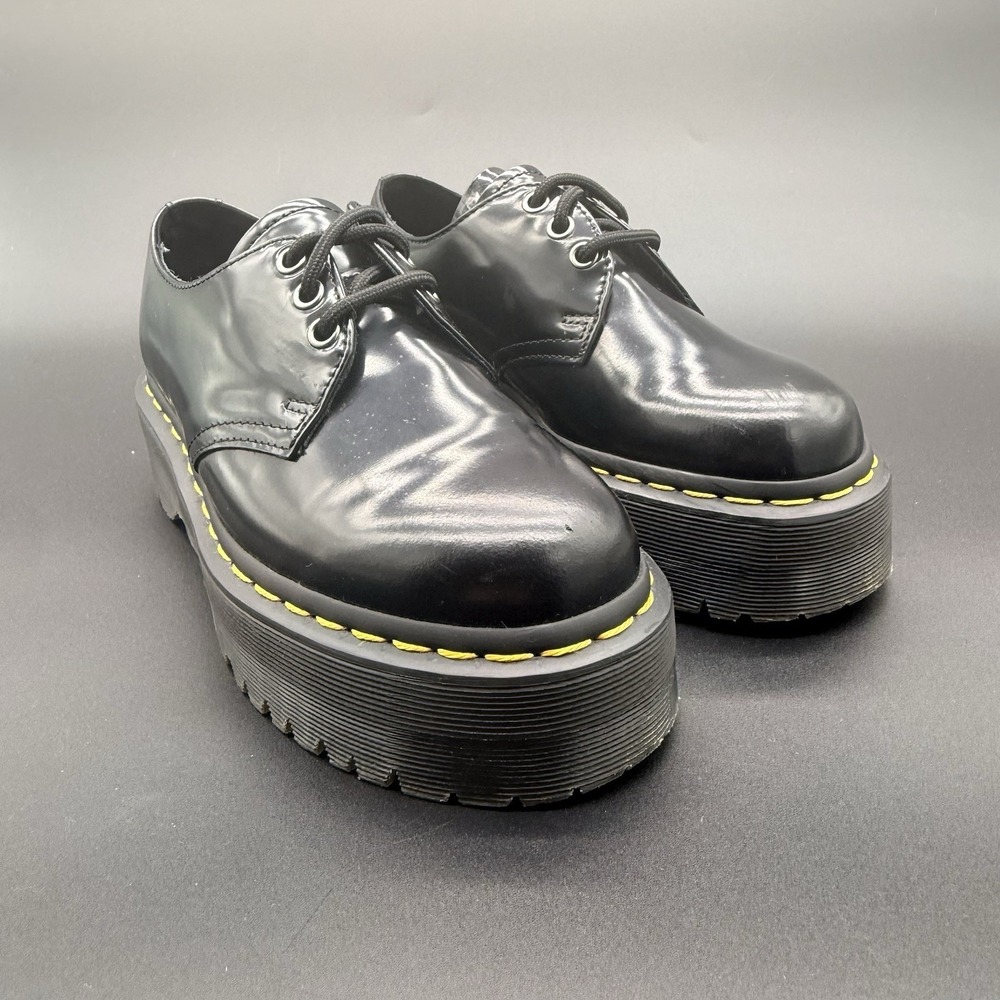 Dr Martens 1461 QUAD Black Leather Platform Shoes Size 6 Women's/5 Men's/EU 37